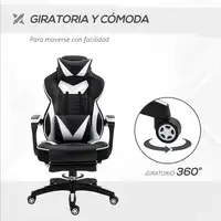 Silla Racing Ergonómica Respaldo Reclinable 65x70x118,5-126,5cm Blanco Vinsetto