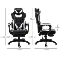Silla Racing Ergonómica Respaldo Reclinable 65x70x118,5-126,5cm Blanco Vinsetto