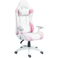 Silla Gaming Reclinable Giratoria con Cojín Lumbar 67x60x120-128 cm Rosa HOMCOM