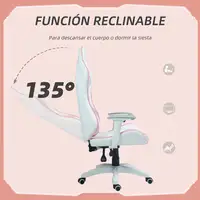 Silla Gaming Reclinable Giratoria con Cojín Lumbar 67x60x120-128 cm Rosa HOMCOM