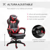 Silla Racing Ergonómica Respaldo Reclinable 65x70x118,5-126,5cm Rojo Vinsetto Silla Racing Ergonómica Respaldo Reclinable 65x70x118,5-126,5cm Rojo Vinsetto
