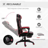 Silla Racing Ergonómica Respaldo Reclinable 65x70x118,5-126,5cm Rojo Vinsetto Silla Racing Ergonómica Respaldo Reclinable 65x70x118,5-126,5cm Rojo Vinsetto