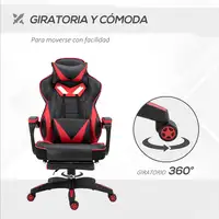 Silla Racing Ergonómica Respaldo Reclinable 65x70x118,5-126,5cm Rojo Vinsetto Silla Racing Ergonómica Respaldo Reclinable 65x70x118,5-126,5cm Rojo Vinsetto