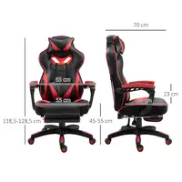 Silla Racing Ergonómica Respaldo Reclinable 65x70x118,5-126,5cm Rojo Vinsetto Silla Racing Ergonómica Respaldo Reclinable 65x70x118,5-126,5cm Rojo Vinsetto