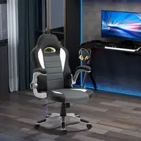 Silla de Oficina Altura Ajustable Reposabrazos 120kg 65x69x112-122cm Gris HOMCOM