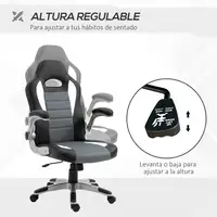 Silla de Oficina Altura Ajustable Reposabrazos 120kg 65x69x112-122cm Gris HOMCOM