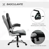 Silla de Oficina Altura Ajustable Reposabrazos 120kg 65x69x112-122cm Gris HOMCOM