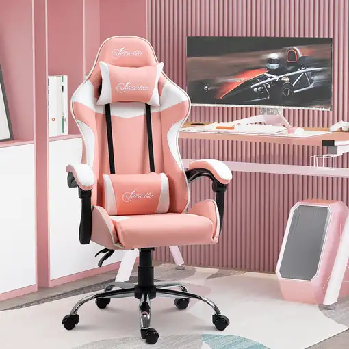 Silla Gaming con Altura Ajustable 63x67x122-130 cm Rosa Vinsetto