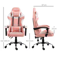 Silla Gaming con Altura Ajustable 63x67x122-130 cm Rosa Vinsetto