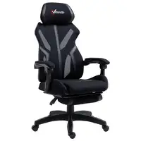 Silla Gaming Reclinable con Reposapiés Retráctil Altura Ajustable Negro Vinsetto