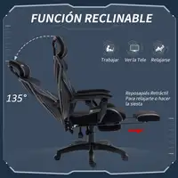 Silla Gaming Reclinable con Reposapiés Retráctil Altura Ajustable Negro Vinsetto