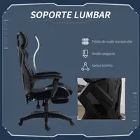 Silla Gaming Reclinable con Reposapiés Retráctil Altura Ajustable Negro Vinsetto