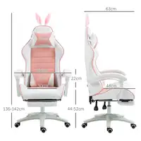 Silla Gaming Giratoria de Cuero PU con Altura Ajustable 65x63x136-142cm Vinsetto
