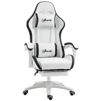 Silla Gaming de Cuero PU con Altura Ajustable 65x65x121-129 cm Blanco Vinsetto