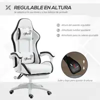 Silla Gaming de Cuero PU con Altura Ajustable 65x65x121-129 cm Blanco Vinsetto