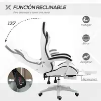 Silla Gaming de Cuero PU con Altura Ajustable 65x65x121-129 cm Blanco Vinsetto