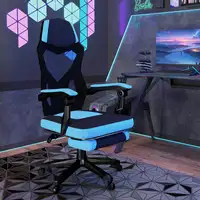 Silla Gaming con Reposapiés Retráctil Respaldo Reclinable Azul Vinsetto Silla Gaming con Reposapiés Retráctil Respaldo Reclinable Azul Vinsetto