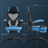 Silla Gaming con Reposapiés Retráctil Respaldo Reclinable Azul Vinsetto Silla Gaming con Reposapiés Retráctil Respaldo Reclinable Azul Vinsetto