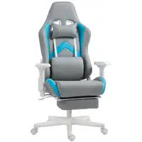 Silla Gaming Reclinable con Altura Ajustable Gris Claro y Azul HOMCOM Silla Gaming Reclinable con Altura Ajustable Gris Claro y Azul HOMCOM