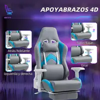 Silla Gaming Reclinable con Altura Ajustable Gris Claro y Azul HOMCOM Silla Gaming Reclinable con Altura Ajustable Gris Claro y Azul HOMCOM