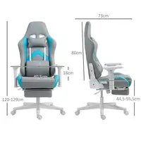 Silla Gaming Reclinable con Altura Ajustable Gris Claro y Azul HOMCOM Silla Gaming Reclinable con Altura Ajustable Gris Claro y Azul HOMCOM