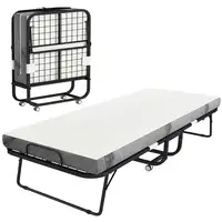 Cama Plegable 200x90x42,5 cm con Colchón Individual Ruedas Salón Oficina HOMCOM