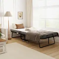 Cama Plegable 200x90x42,5 cm con Colchón Individual Ruedas Salón Oficina HOMCOM