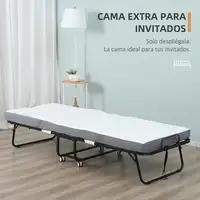Cama Plegable 200x90x42,5 cm con Colchón Individual Ruedas Salón Oficina HOMCOM
