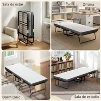 Cama Plegable 200x90x42,5 cm con Colchón Individual Ruedas Salón Oficina HOMCOM