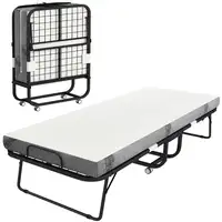Cama Plegable 200x80x42,5 cm con Colchón Individual Ruedas Salón Oficina HOMCOM