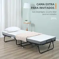 Cama Plegable 200x80x42,5 cm con Colchón Individual Ruedas Salón Oficina HOMCOM