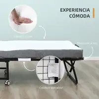 Cama Plegable 200x80x42,5 cm con Colchón Individual Ruedas Salón Oficina HOMCOM