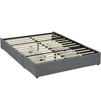 Cama Doble 140x190 cm con 3 Cajones y Estructura de Metal Gris HOMCOM