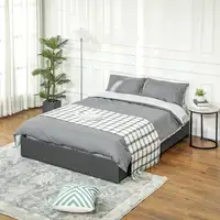 Cama Doble 140x190 cm con 3 Cajones y Estructura de Metal Gris HOMCOM