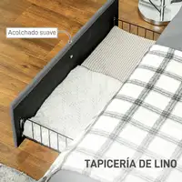 Cama Doble 140x190 cm con 3 Cajones y Estructura de Metal Gris HOMCOM