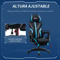 Silla Gaming Reclinable con Reposapiés Retráctil Altura Ajustable Azul Vinsetto