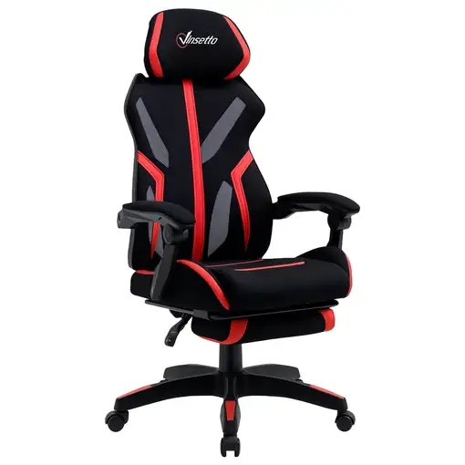 Silla Gaming Reclinablecon Reposapiés Retráctil Altura Ajustable Rojo Vinsetto