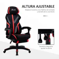 Silla Gaming Reclinablecon Reposapiés Retráctil Altura Ajustable Rojo Vinsetto