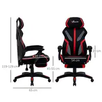 Silla Gaming Reclinablecon Reposapiés Retráctil Altura Ajustable Rojo Vinsetto