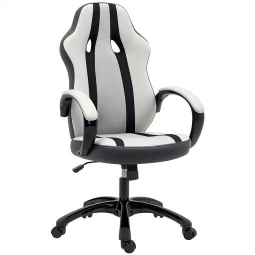 Silla Gaming Tapizada en PU y Malla con Función de Basculante Gris HOMCOM