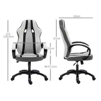 Silla Gaming Tapizada en PU y Malla con Función de Basculante Gris HOMCOM Silla Gaming Tapizada en PU y Malla con Función de Basculante Gris HOMCOM