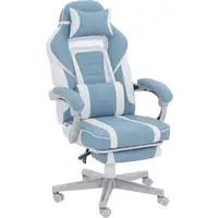 Silla Gaming Reclinable con Reposapiés Retráctil Soporte Lumbar Azul HOMCOM Silla Gaming Reclinable con Reposapiés Retráctil Soporte Lumbar Azul HOMCOM