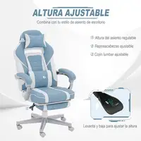 Silla Gaming Reclinable con Reposapiés Retráctil Soporte Lumbar Azul HOMCOM Silla Gaming Reclinable con Reposapiés Retráctil Soporte Lumbar Azul HOMCOM