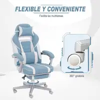 Silla Gaming Reclinable con Reposapiés Retráctil Soporte Lumbar Azul HOMCOM Silla Gaming Reclinable con Reposapiés Retráctil Soporte Lumbar Azul HOMCOM