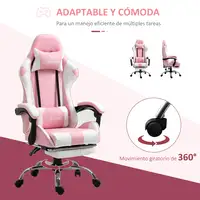 Silla Gaming Reclinable Reposacabezas Reposapiés 64x67x119-127 cm Rosa Vinsetto Silla Gaming Reclinable Reposacabezas Reposapiés 64x67x119-127 cm Rosa Vinsetto