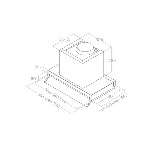 Elica Boxin LX/BL MAT/A/120 Encastrada Negro 620 m³/h