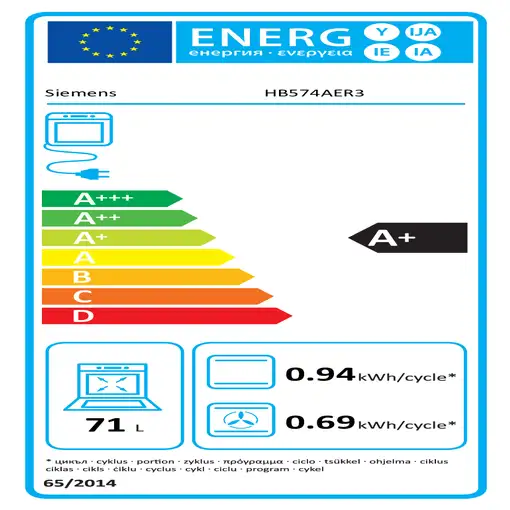 Siemens iQ300 HB574AER3 horno 71 L Negro, Acero inoxidable