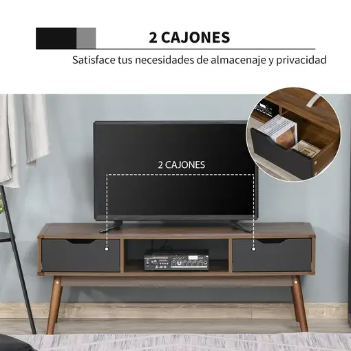Mueble de TV Mesa de Salón Televisión de 50 Pulgadas con 2 Cajones HOMCOM