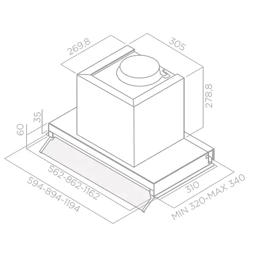 Elica Box in LX/IX/A/90 Encastrada Acero inoxidable