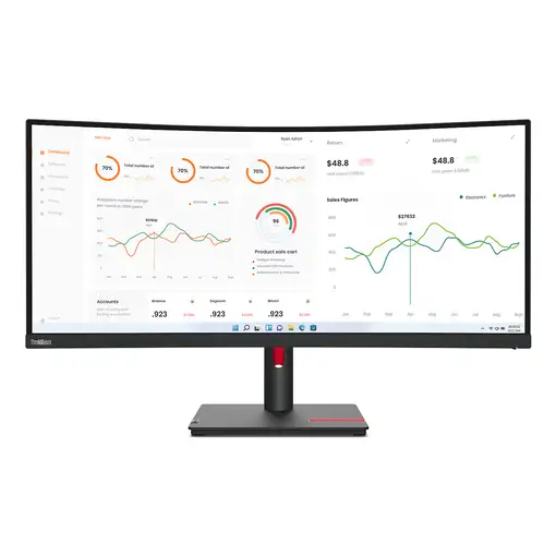 Lenovo ThinkVision T34w-30 LED display 86,4 cm (34\) 3440 x 1440 Pixeles Wide Quad
